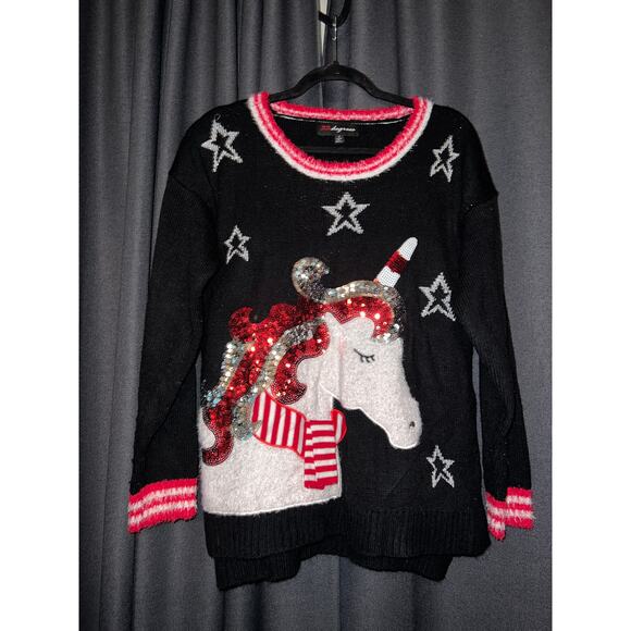 Ugly Christmas Sweater Xmas Size Large Unicorn - Picture 1 of 3